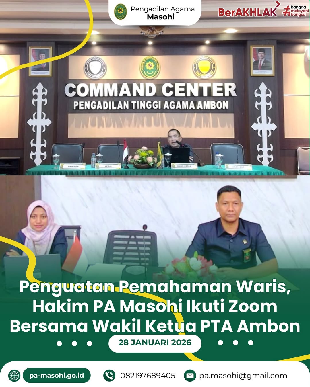 Masohi 28 Januari 2026 Hakim Pengadilan Agama Masohi mengikuti kegiatan pertemuan secara dari