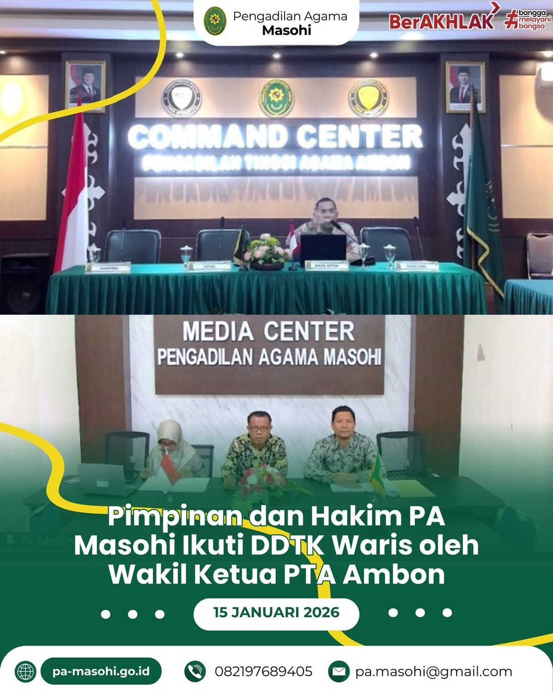 Masohi Pimpinan dan hakim Pengadilan Agama Masohi mengikuti kegiatan Diskusi Dalam Tataran Kon