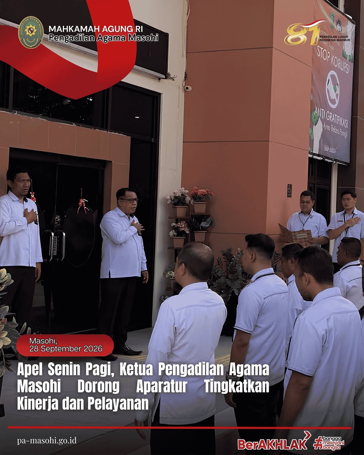 Masohi 28 September 2026 Pengadilan Agama PA Masohi melaksanakan Apel Senin Pagi pada Senin 1