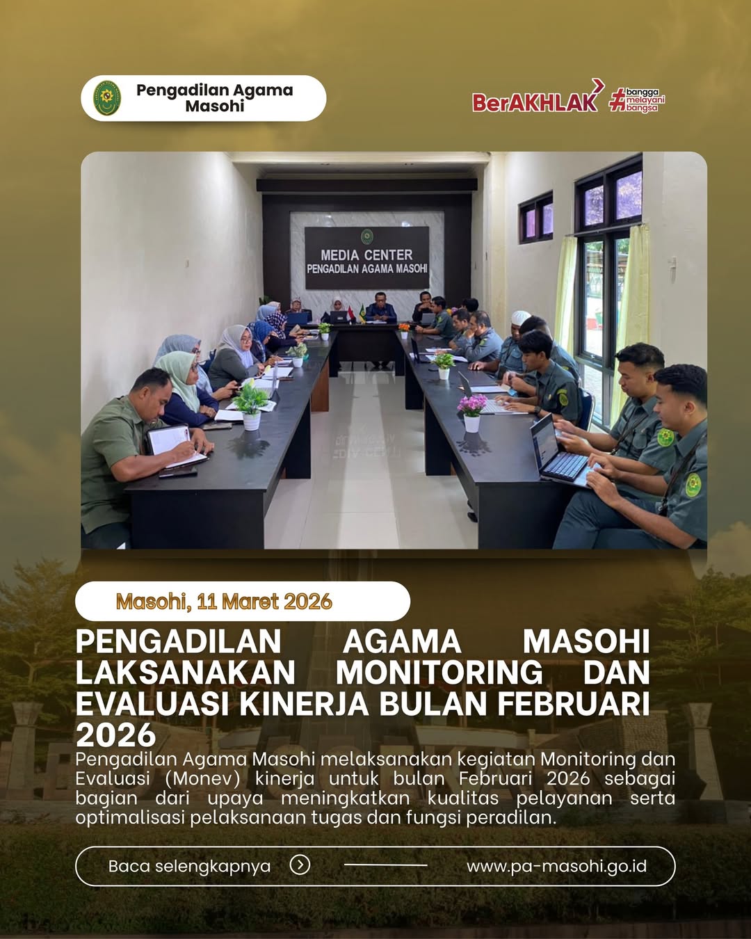Masohi 11 Maret 2026 Pengadilan Agama Masohi melaksanakan kegiatan Monitoring dan Evaluasi M