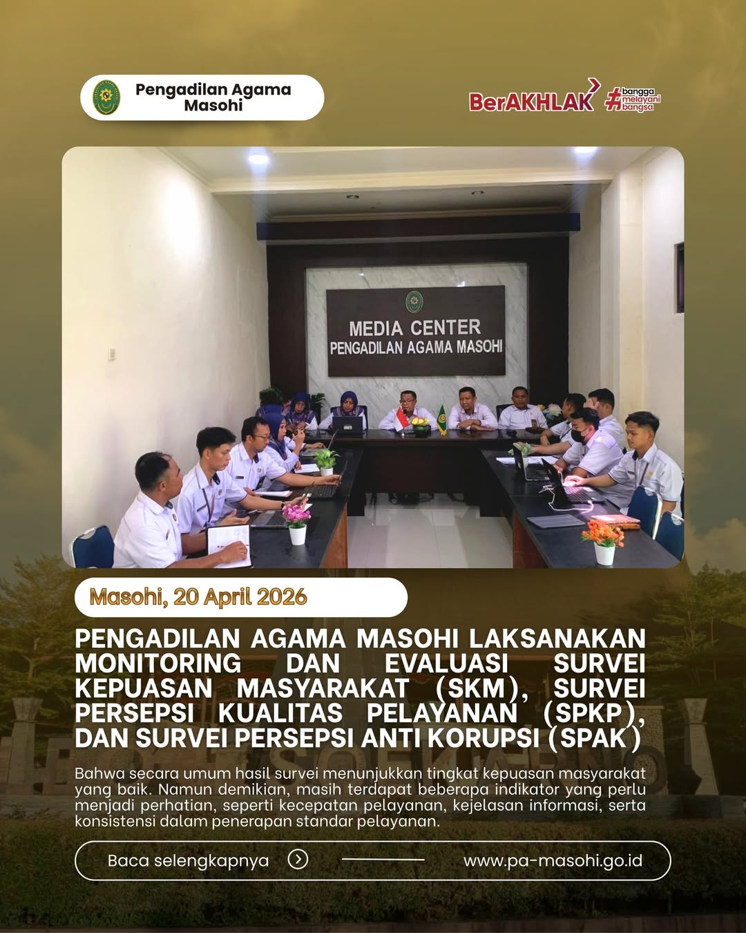 Masohi 20 April 2026 Pengadilan Agama Masohi melaksanakan kegiatan Monitoring dan Evaluasi M