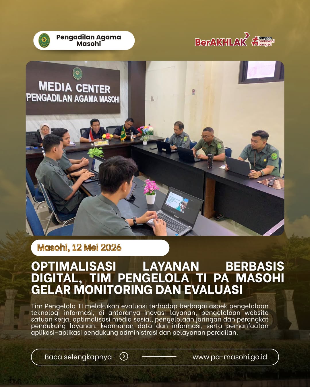 Pengadilan Agama Masohi melalui Tim Pengelola Teknologi Informasi TI melaksanakan kegiatan Mon