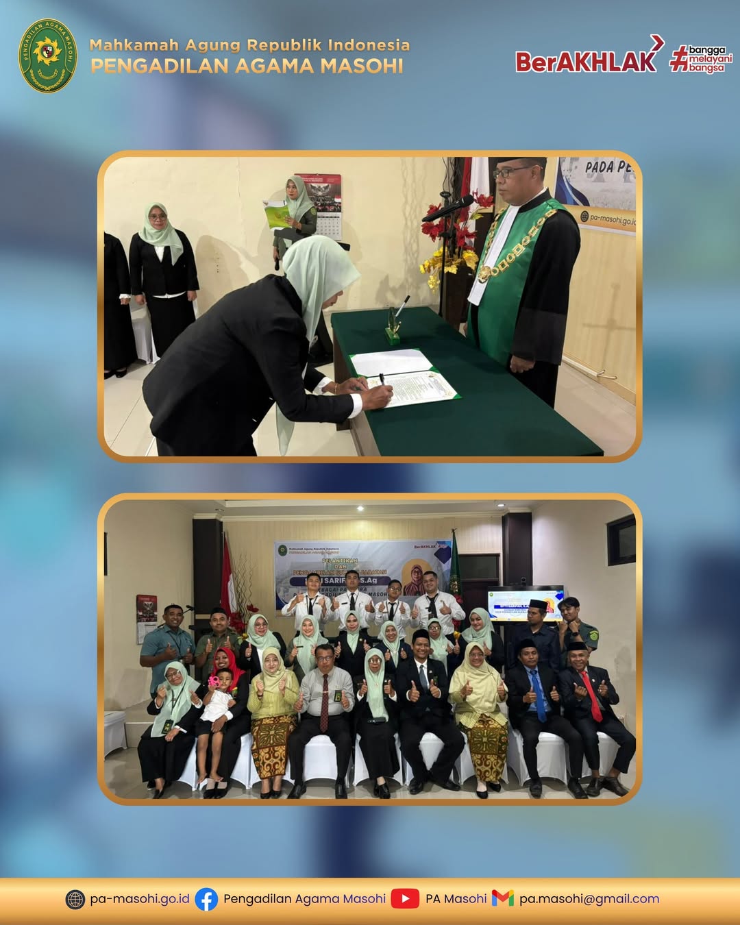 Masohi Pengadilan Agama Masohi menyelenggarakan upacara Pelantikan dan Pengambilan Sumpah Jabat 1