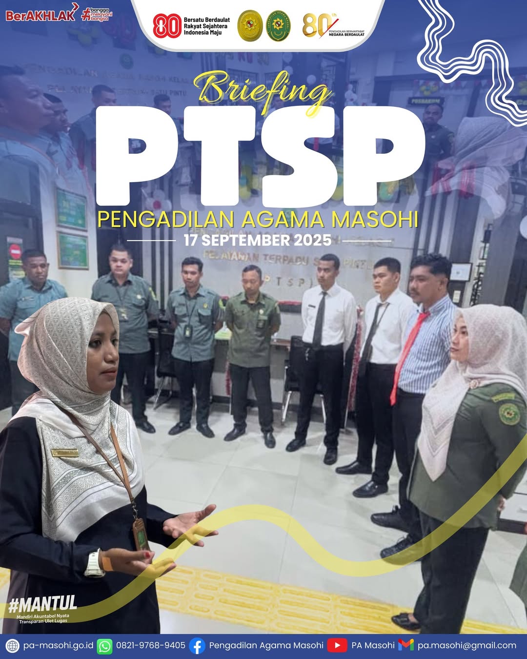 Masohi 17 September 2025 Pengadilan Agama Masohi melaksanakan briefing rutin bagi petugas PTSP