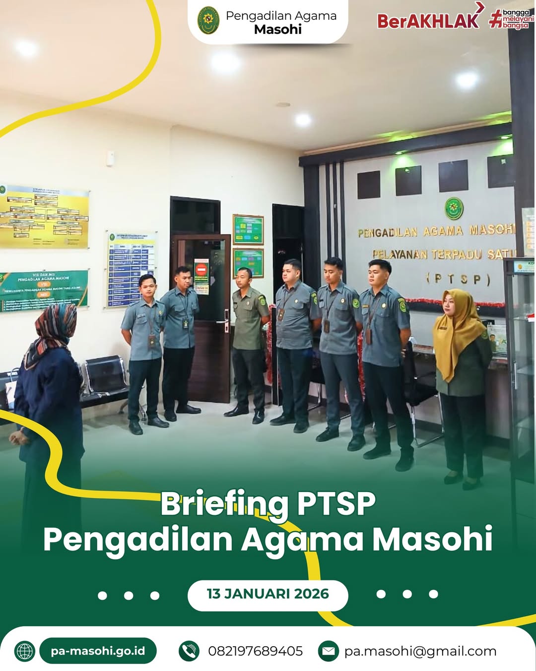 Masohi 13 Januari 2026 Pengadilan Agama Masohi melaksanakan briefing Pelayanan Terpadu Satu P