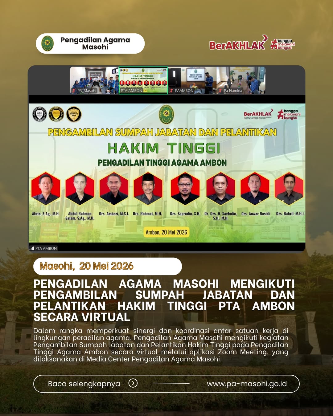 Dalam rangka memperkuat sinergi dan koordinasi antar satuan kerja di lingkungan peradilan agama