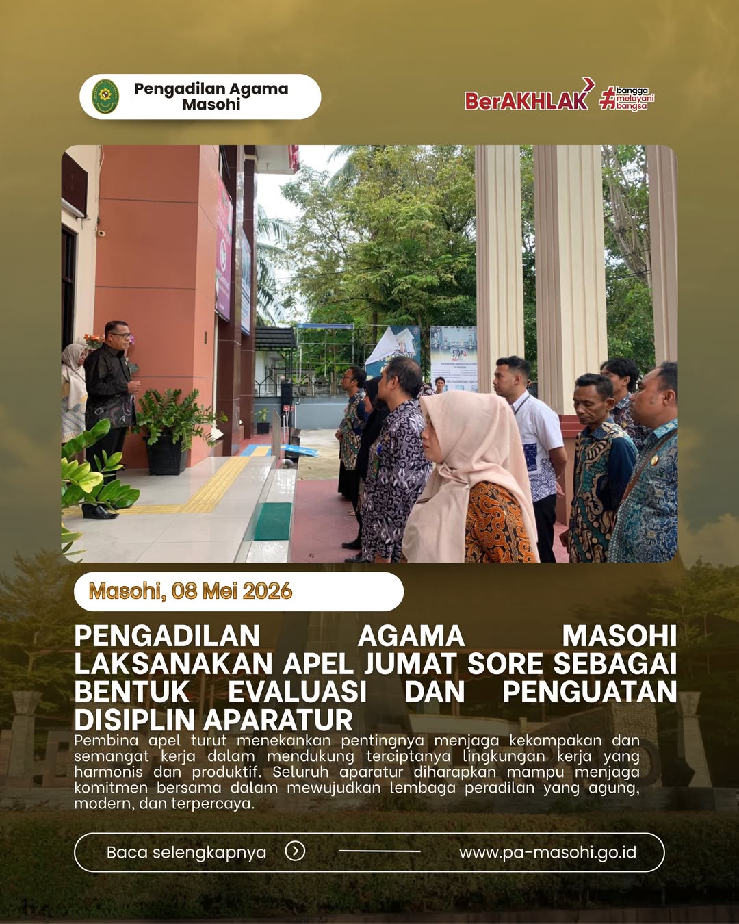 Masohi 08 Mei 2026 Pengadilan Agama Masohi melaksanakan kegiatan apel Jumat sore yang diikuti