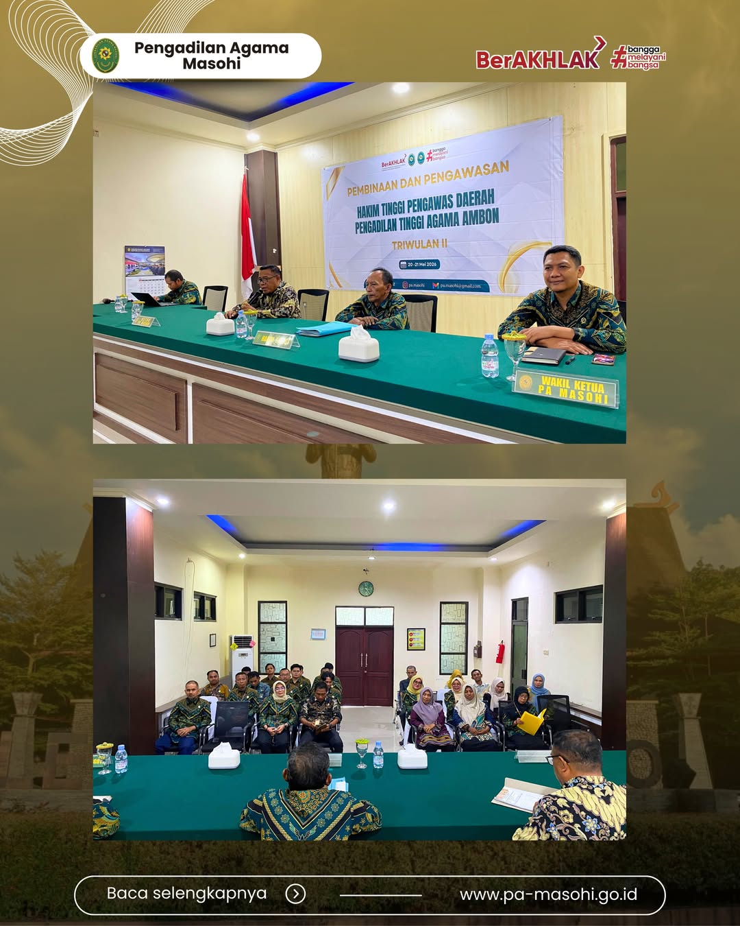 Masohi 21 Mei 2026 Pengadilan Agama Masohi menerima kegiatan pembinaan dan pengawasan dari Ha 1
