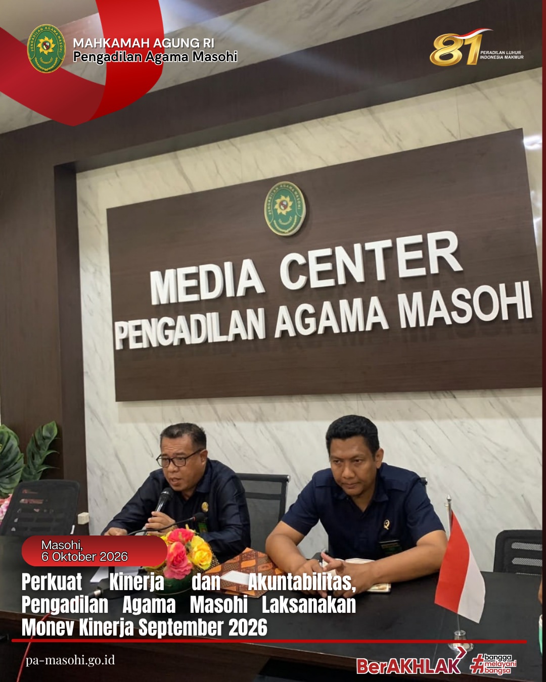 Masohi 06 Oktober 2026Pengadilan Agama Masohi melaksanakan Rapat Monitoring dan Evaluasi Mone